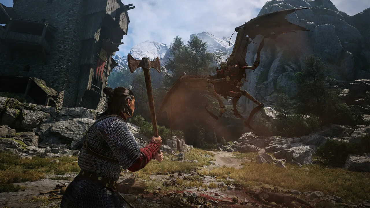 Coen fighting in daylight with heavy melee weapons in Vale Sangora.